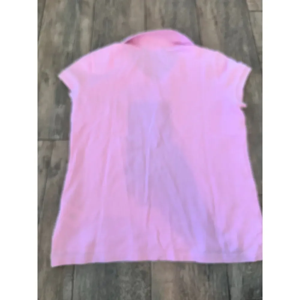 Ralph Lauren Girl Pink Slim Fit Stretch Button Up Polo Shirt Size XL